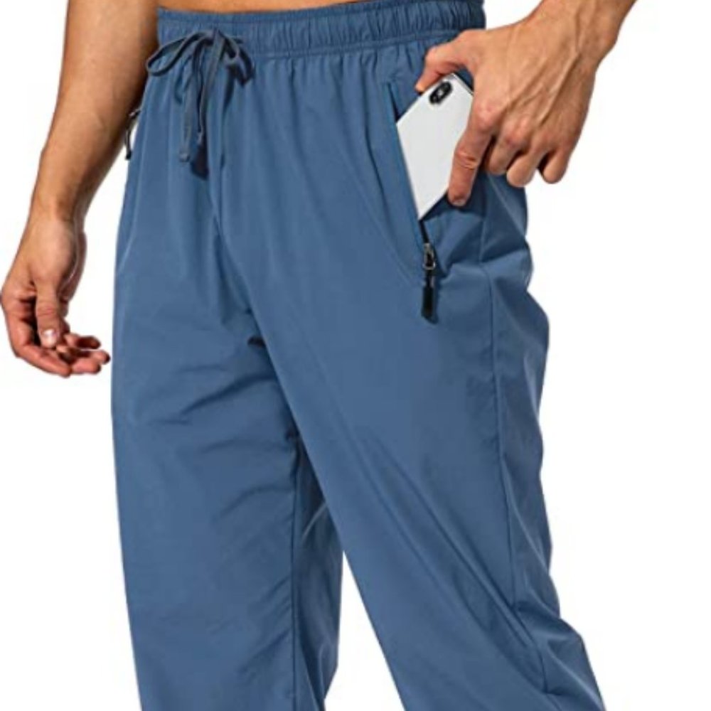 Pudolla Men's Workout Athletic Pants Elastic Waist Pants for Men Size L